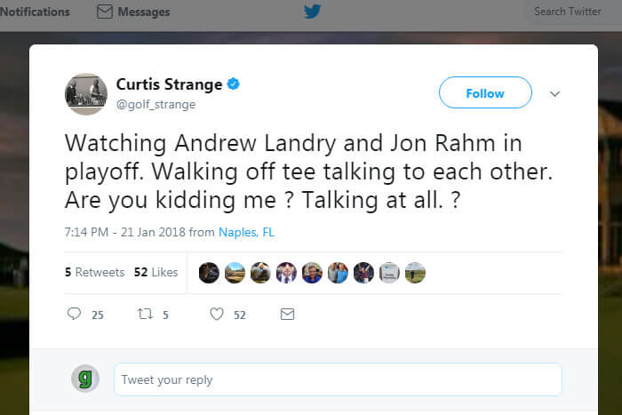 Curtis Strange Calls Out Rahm and Landry on Twitter