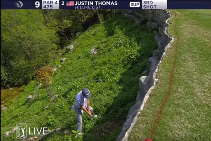 Justin Thomas Match Play Shot from Hazard