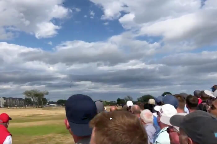 Tiger Woods Tee Shot Hits Fan