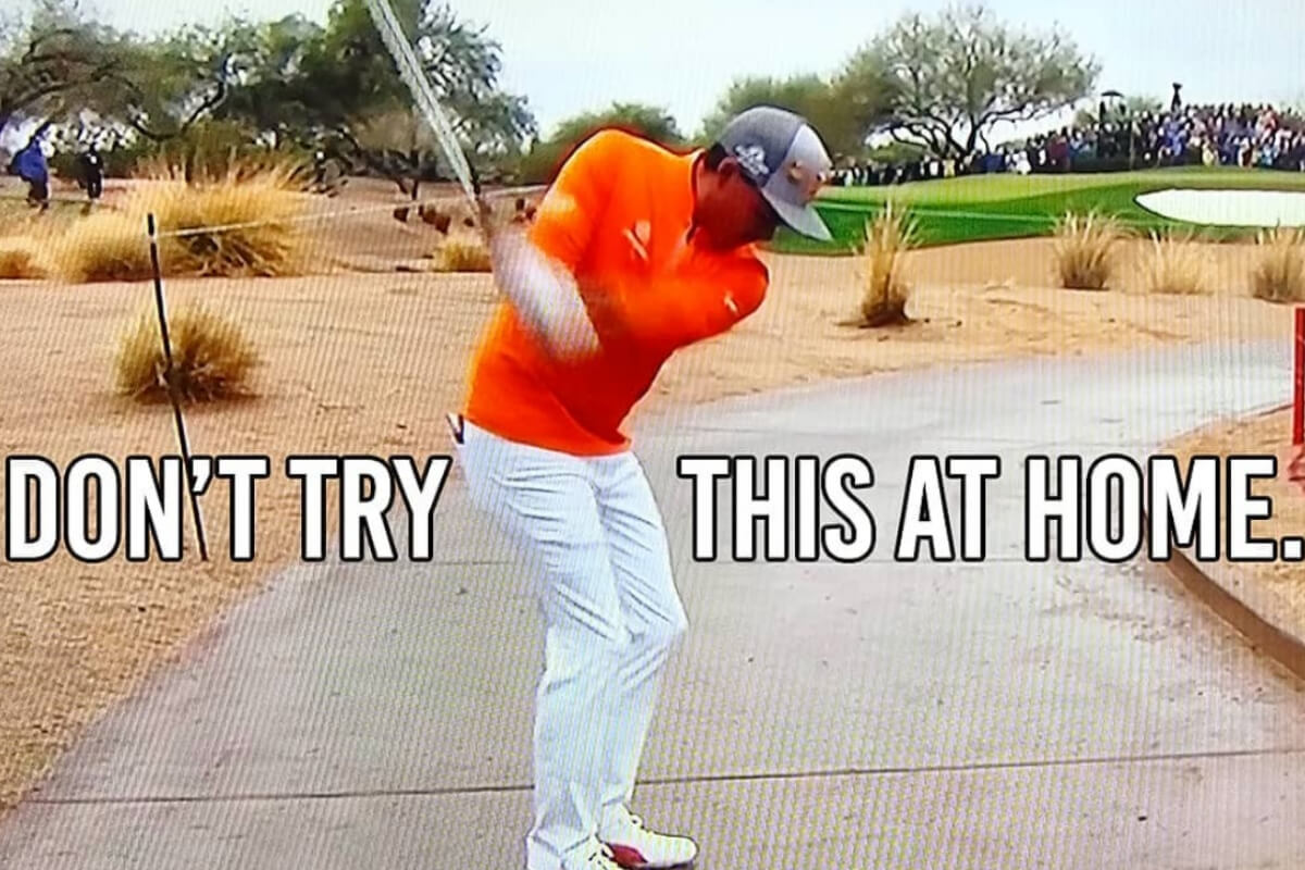 Rickie Fowler Up and Down for Par Off Cart Path