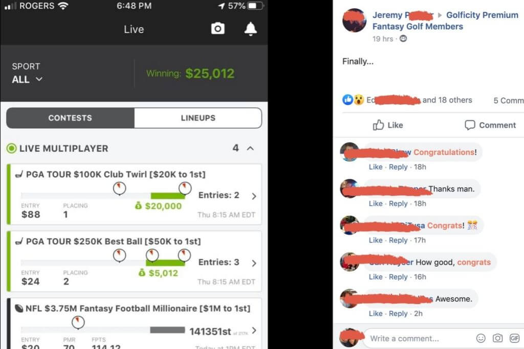 DraftKings Winner Golf