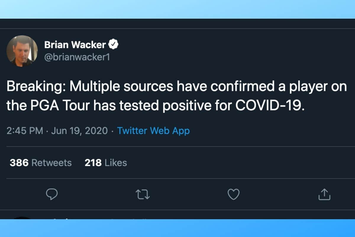 COVID PGA TOUR PLAYER POSITIVE